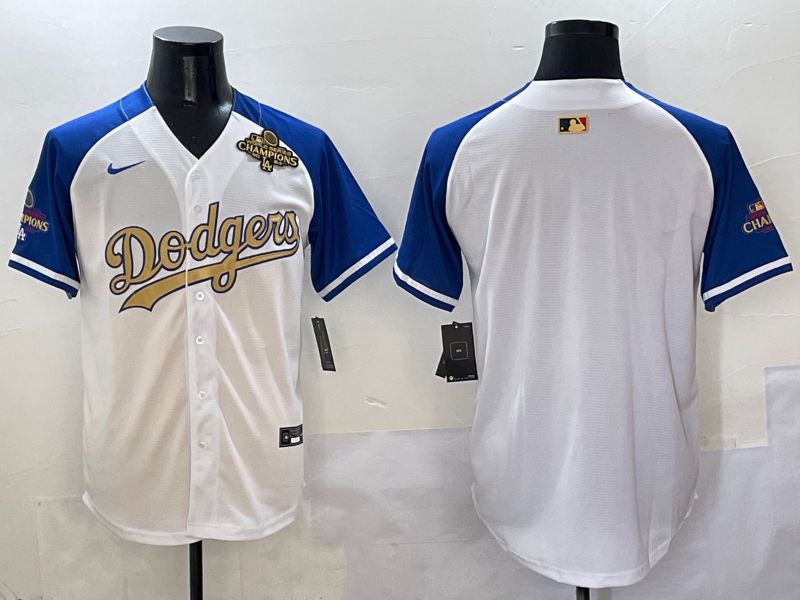 Men Los Angeles Dodgers Blank White Blue Gold Game Nike 2025 MLB Jersey style 4292